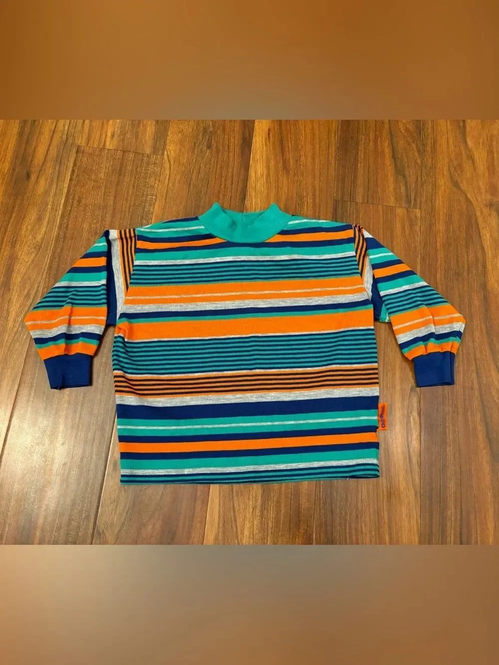 Osh Kosh B’Gosh vintage orange/green/blue/grey stripe long sleeve shirt